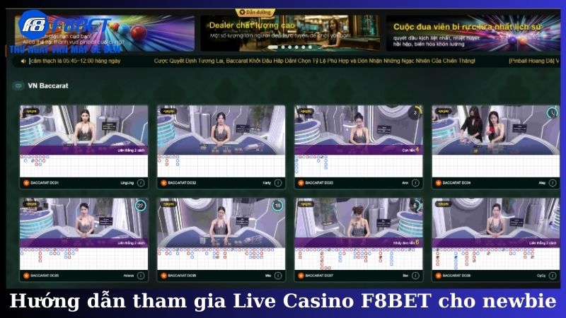 Hướng dẫn tham gia Live Casino F8BET cho newbie