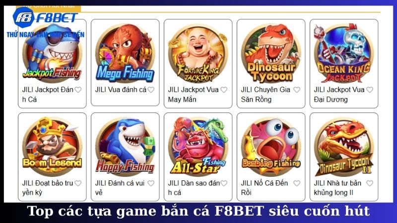 Top các tựa game bắn cá F8BET siêu cuốn hút